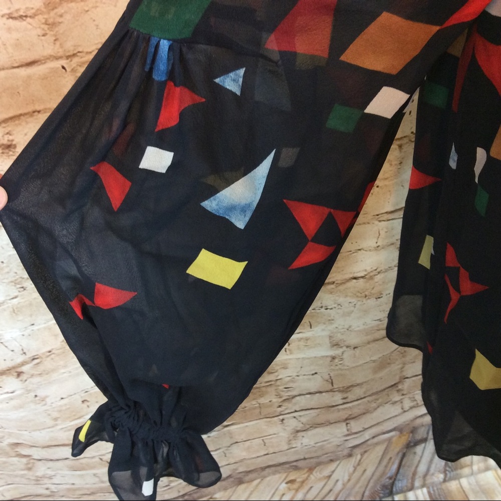 Joie Silk Geometric Print Top Medium - Picture 3 of 9